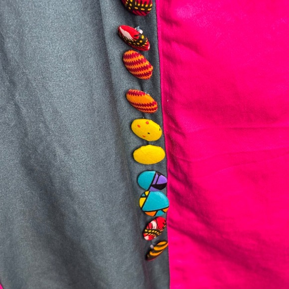 Guy Laroche Paris Dress Size M/L Color Block Novelty Buttons 90s‎ Y2K Vintage - Picture 7 of 12